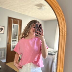 ANDREE BY UNIT Summer/Spring Pink Waffle Knit Top
